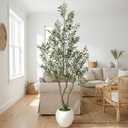 8ft Faux Olive Tree Artificial Indoor,Fake Olive Tree with Pot,Large Olive Branches and Lifelike Fruits,for Home Office House Living Room Decor