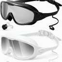 Rantizon Swim Goggles 1 Pack, Wide View Anti Fog  &UV Swimming Goggles for Audlt, No Leaking Swim Glasses for Men Women Kids (Large for Adults, Black)