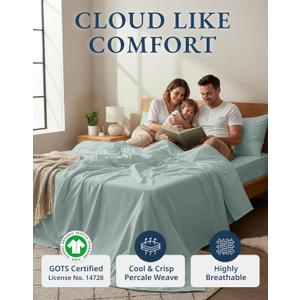 LANE LINEN California King Sheet Sets 100% Organic Cotton GOTS Certified Percale Weave Deep Pocket 4 Piece Soft Breathable Cooling Lightweight All Season Machine Washable Crisp