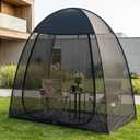 Alvantor® Pop Up Screen House Tent 7x4 FT, Snap-fit Black Mesh Screen Gazebo with Peaked Roof, Portable Screen Room Canopy Shelter with Sunshade & Sandbags for Camping, Backyard, Picnic