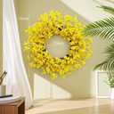 Spring Wreaths for Front Door, 24 Inch Yellow Forsythia Spring Door Wreath, Farmhouse Spring Door Wreaths on Grapevine for Celebration Wall Window Decoration Hanging