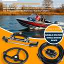 200HP Hydraulic Outboard Steering Kit Boat Marine System with Steering Wheel, Helm Pump, Hydraulic Cylinder, 26ft PU Hoses, Fit for Most Single Outboard-Powered Boats