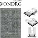 5x7 Washable Area Rug for Living Room Bedroom Vintage Black Grey Soft Low Pile Carpet Traditional Retro Non Slip Throw Rug for Dining Room Entryway Indoor Dorm Kitchen