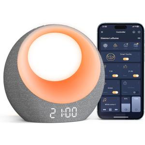 Gianna Baby Sound Machine - 26 Soothing Sounds, 8 Eye-Care Night Lights, APP Control White Noise Machine, Rechargeable Sleep Training Clock - Ideal for Infants, Toddlers & Kids in Nursery, Bedrooms