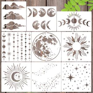 Moon Stencils for Painting Star Stencil Reusable Sun Clouds Stencils for Painting on Wood Furniture Canvas Fabric Walls