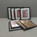 Lavezee 8x10 Picture Frame Set of 9, Made to Display Photos 5x7 with Mat or 8x10 Without Mat for Wall and Tabletop Black Frames