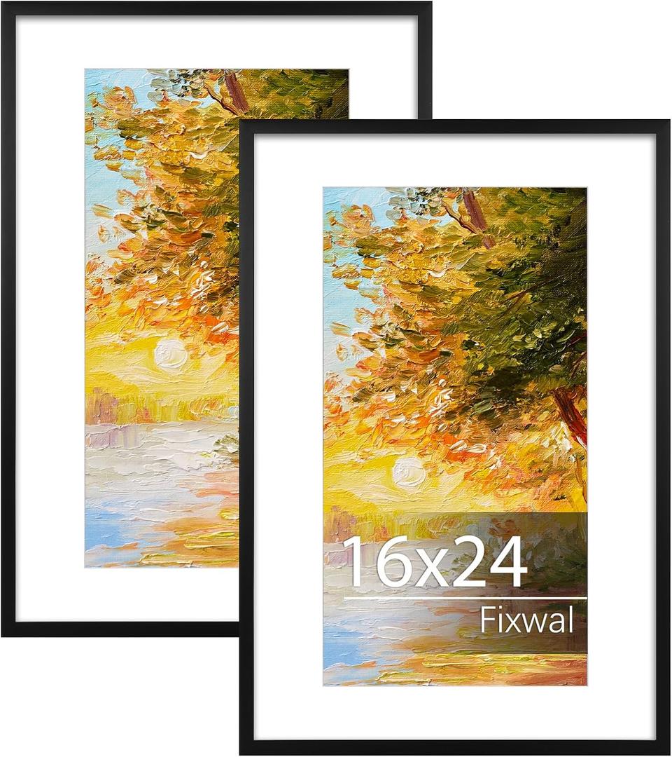 Fixwal 16x24 Picture Frame, Fits 14x20 with Mat or 16x24 Without Mat, Black