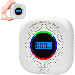 Carbon Monoxide Detectors, Battery Operated Carbon Monoxide Alarm with Light and Digital LCD Display, Portable Alarm for Travel, CO Detector for Home, Bedroom, Office, Home