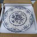 Dinner Plates, Ceramic Plates Set of 6, Kitchen Plates Microwave Safe, White Plate Dessert Blue Floral Plate Porcelain (Blue Rose, 10.5 inch)
