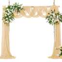 VACVELT Wedding Arch Draping Fabric Champagne Chiffon, 1 Panel Sheer Drapes 30 Inch x 20ft Chiffon Backdrop Curtain Decor, Outdoor Sheer Drapery for Ceremony Party Ceiling