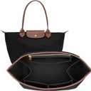 Felt Purse Organizer Insert for Longchamp Le Pliage S Bag Handbag Leather edge Longchamp Organizer Insert (Black, Small)