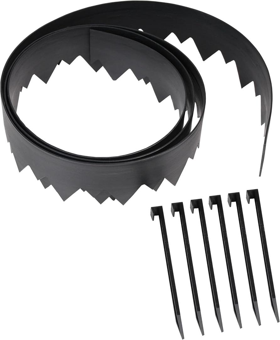 EasyFlex PoundIn Landscape Edging with Bonus Anchoring Stakes  20Foot Plastic Garden Border, 4.5 in. StraightTop Lawn Edging, Black