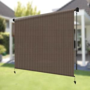 SUNNY GUARD Outdoor Roller Shades 8' W x 8' H Privacy UV Block 230GSM Heavy-Duty HDPE with Splicing Design, Cordless Patio Roll Up Blinds for Porch, Pergola, Deck, Balcony, Mocha