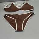 ZAFUL Women's Tie Back Padded High Cut Bralette Bikini Set Two Piece Swimsuit, Size: Medium