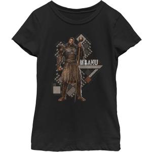Marvel Girl's Mbaku Pattern T-Shirt (X-Large, Black)