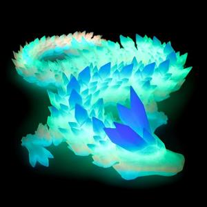 Flavery 3D Printed Dragon  24 inch Large Pearly Sheen Articulated Dragon Fidget Toy, 3D Printed Gift for Birthday, Figurine Decor(Glow Rainbow)