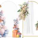 Metal Arch Backdrop Stand and Cover Set, 6.6FT White Reusable Spandex Fitted Backdrop Cover and Gold Wedding Arch Frame for Baby Shower, Birthday, Parties Decoration.
