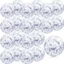 Zhanmai 20 Pieces 8 Inch Mini Glitter Beach Balls Bulk Clear Inflatable Pool Beach Ball for Summer Party Favors for Pool and Decorations(Silver)