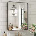 WEER Black Bathroom Vanity Mirror 20X28 Inch, Rounded Rectangle Black Metal Framed Mirror for Over Sink Wall, Farmhouse Matte Black Mirror, Tempered Glass, Anti-Rust, Hangs Horizontal or Vertical