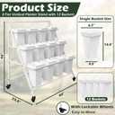PROLEE Flower Display Stand with 12 Buckets, Flower Cart 3 Layers, Flower Stand Metal with Wheels, Moving Florist Bouquet Shelf, Triangular Rack, White