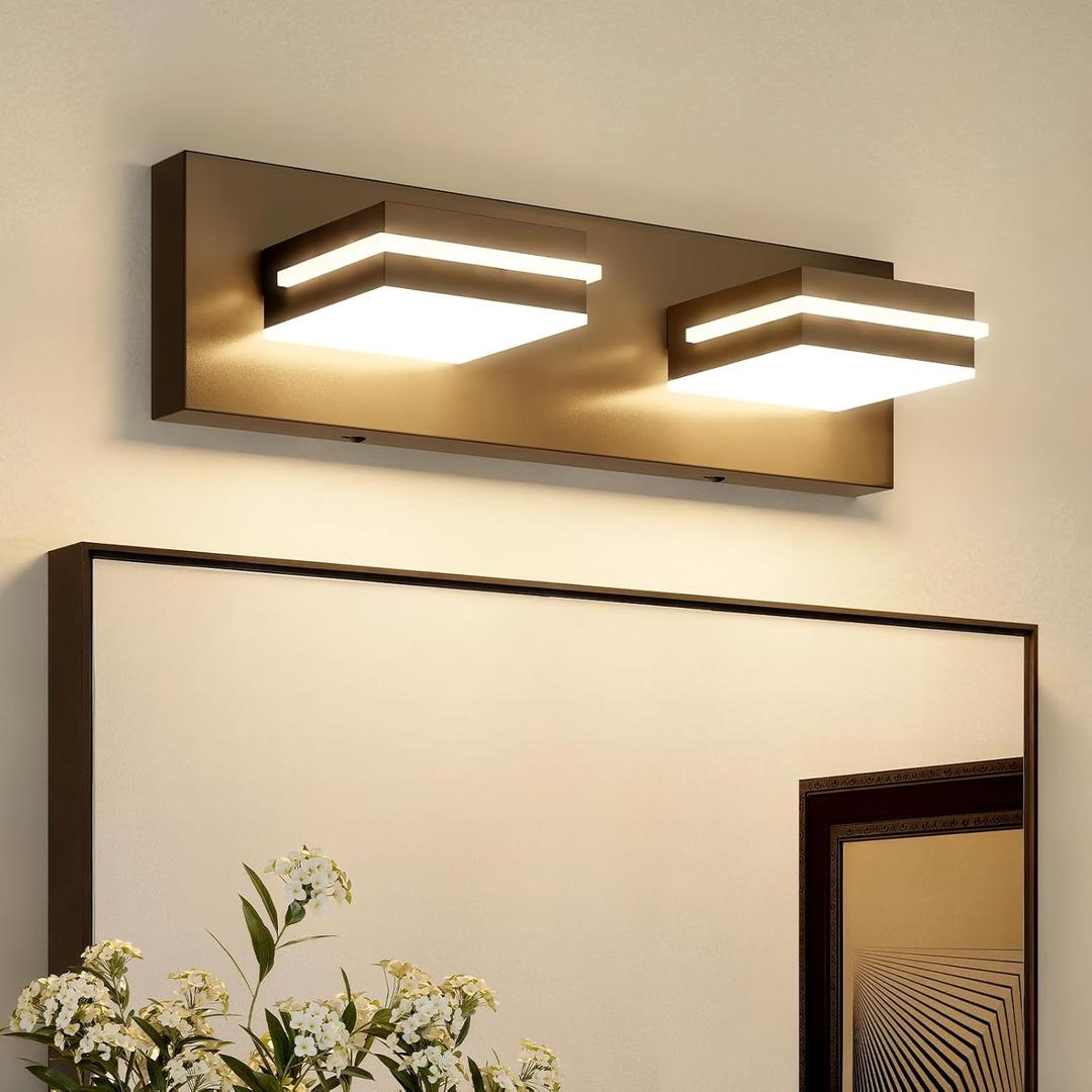 VOLISUN 5CCT Dimmable Bathroom Light Fixtures Over Mirror, Modern Bathroom Vanity Light Fixtures, 360Rotatable Head, Black LED Vanity Lights for Bathrooms(15.5-Inch)