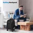 360° rotating Water Resistant Rolling Backpack with 4 Removable Wheels for Adults,Airline Approved Carry on Luggage Fit 15.6 Inch Laptop Travel Backpack with USB Charging Port, 18in
