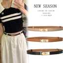 FENLDY Adjustable Thin Belts For Womens Skinny Belts For Dresses Womens Solid Color Alloy Turn Lock Belts For Jeans ( Caramel Color With Gold Buckle)