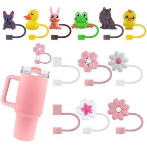 Velaco 8PCS Silicone Straw Covers Cap for Stanley Cup, 10mm Cute Straw Toppers for20 30 40 oz Tumblers, Dust-Proof Drinking Cup Accessories