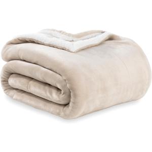 Berkshire Blanket-Sherpa Fleece Blanket, Warm and Soft Loftmink Reversible Blanket for Bed, Sofa and Travel, Grain, 90 in x 108 in (King)
