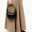 Crescent Shoulder Bag for Women PU Leather Small Crossbody Purse Adjustable Strap Half Moon Underarm Bag