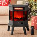 Electric Fireplace Heater 22 in Freestanding Fireplace Stove Infrared Fireplace RealSmart with 3D Flame Effect Remote Control, Timer, Overheating Protection Heater for Indoor Use Black