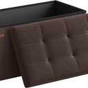 SONGMICS Mazie Collection - 30 Inches Folding Storage Ottoman Bench, Ottoman Foot Rest, End of Bed Bench, Storage Chest, Load 660 lb, for Living Room, Bedroom, Entryway, Brown ULSF047K02