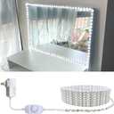 13ft/4M Led Vanity Mirror Lights Kit Bendable NO Need to Cut Vanity Make-up Mirror Cloakroom Adjustable Flexible Strip Light Table Set with Dimmer and Power Supply (White-Base Model)