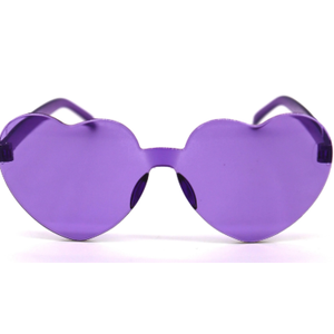 40 pairs Plastic Rimless Heart Shaped Sunglasses, Purple