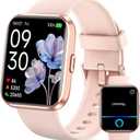 Smart Watches for Women, Womens Smart Watch for iPhone & Android & Samsung, Smartwatch with Call & Alexa, Sleep,Heart Rate,Pressure,SpO2 Monitor & Cycle Tracking, 100+ Sports Modes Fitness Watch-Pink