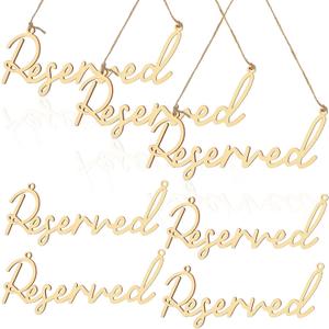 12 Pcs Reserved Signs for Wedding Row Reserved Seating Signs for Chairs Rustic Wooden Hanging Tag with Rope for Wedding Ceremony Church Pews Restaurant Decoration(Wood)