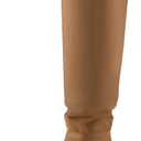 Shoe'N Tale Women's Over The Knee Thigh High Boots Chunky Block Heel Pointed Toe Slouchy Side Zipper Fall Weather Winter Boots (Brown)
