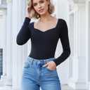 Avidlove Long Sleeve Bodysuits for Women Sexy Sweetheart Neck Going Out Outfits Double Lined Bodysuit