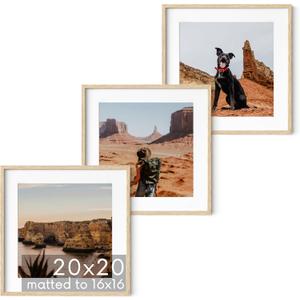 20x20 Oak Wood Picture Frames -20"x20" Poster Frames for Wall, 20x20 Picture Frame, 20 x 20 Picture Frames, 20 x 20 Frames for Wall(Pack of 1, Beige)