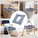 Bedside commode cushion, Machine washable padded toilet seat cushion, soft padded toilet seat riser for seniors, portable commode pads for adult, 17" x 14" with 4 Fixing Straps, Blue