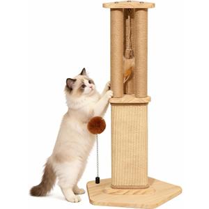 Cat Scratching Post for Indoor Cats,Kitten sisal Scratch Post for Cute Small Medium Adults cat,Rope Scratcher with Ball (27" H)