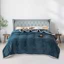ShowyLive Extra Thick Blanket for Sofa Recliner Bed, Warm 3 Layers Flannel Blanket for Winter Autumn, Plush Quilt, Breathable Velvet Comforter, Washable Throw Blanket 810gsm (Blue 200x230cm)