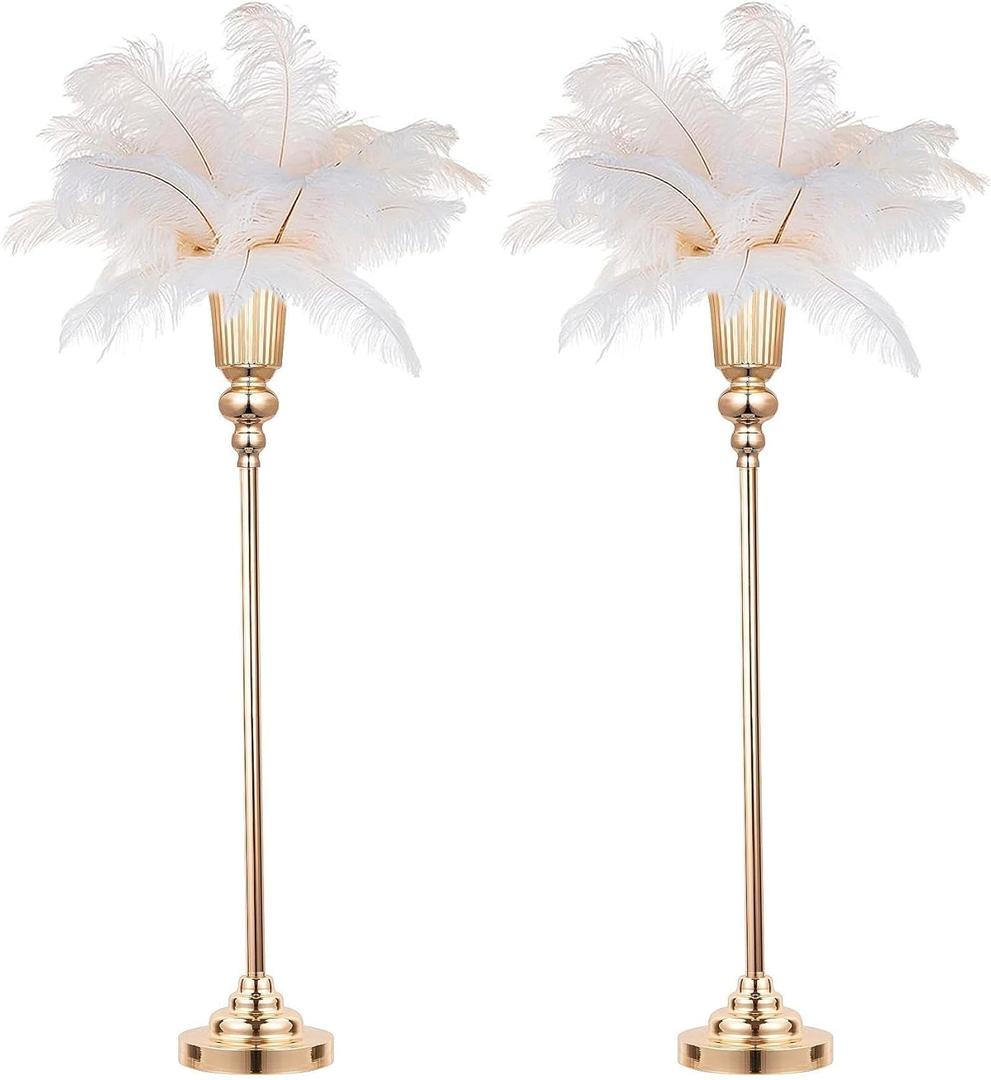 32.5 inch Versatile Metal Wedding Centerpieces Vase, Set of 2 Tall Gold Trumpet Vases Road Lead for Wedding, Reception, Party, Events, Anniversary (Gold, 32.5in - 2Pcs)
