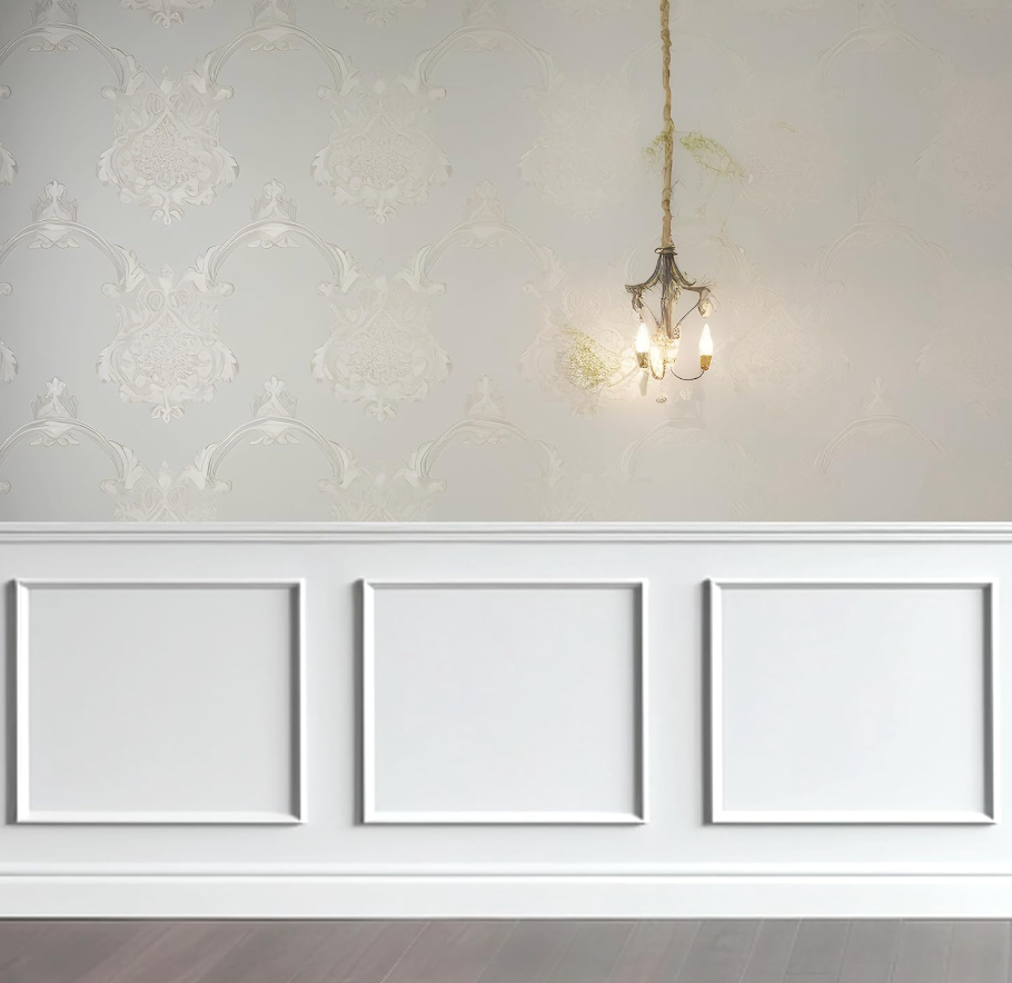 Colingmill 3 Set Accent Wall Molding Kit Premade Wainscoting Panels Wall Molding Peel and Stick Panel White Pre Cut Trim for Walls Picture Frame Molding for Home Decoration(31.5x31.5 Inch)