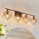 4 Light Vanity Light for Bathroom,Bathroom Light Fixtures Over Mirror with Rotatable 4 Cube Shades, Modern Wall Mounted Lights Matte Black,Industrial Black Vanity Light for Hallway Living Room