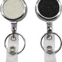 2 Pack Metal Retractable Badge Holder Reel - Durable & Bling Keychain, Decorative Id Badge Holder with Clip, Ideal for Nurses, Teachers, Students, Office Use (Glitter Black & Glitter White)