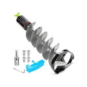 Ice Auger Drill Attachment 6 inch Floating Ice Fishing Auger for Drill with Centering Point Blade ＆ Adapter