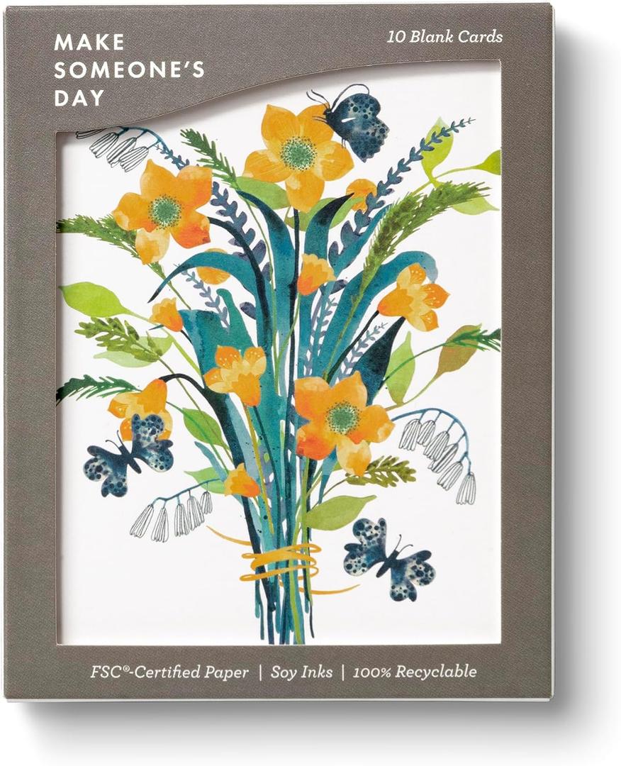 Compendium Boxed Blank Note Cards  10 All-Occasions Note Cards  Citrus Bouquet Design