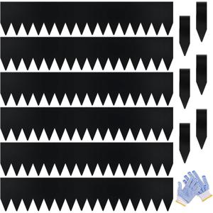 Metal Landscape Edging 6 Pack, 8" H x 40" L Metal Garden Edging, Galvanized Steel Landscape Edging Black Metal Edging for Landscaping Landscape Border with 6 Clips for Lawn Yard (20Ft Total)