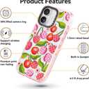 for iPhone 17 Case Cute - Durable Shockproof 6.6 ft Drop Impact Phone Case - Funny Plaid Cherry Design (6.3") Glitter Pink